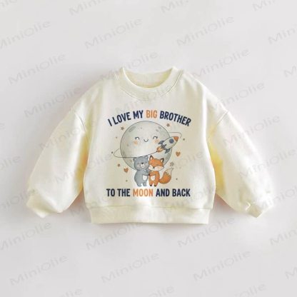 「I LOVE MY BIIG BROTHER TO THE MOON AND BACK」ベビー幼児用スウェットシャツ - クリーム - 3～5歳 - image 1