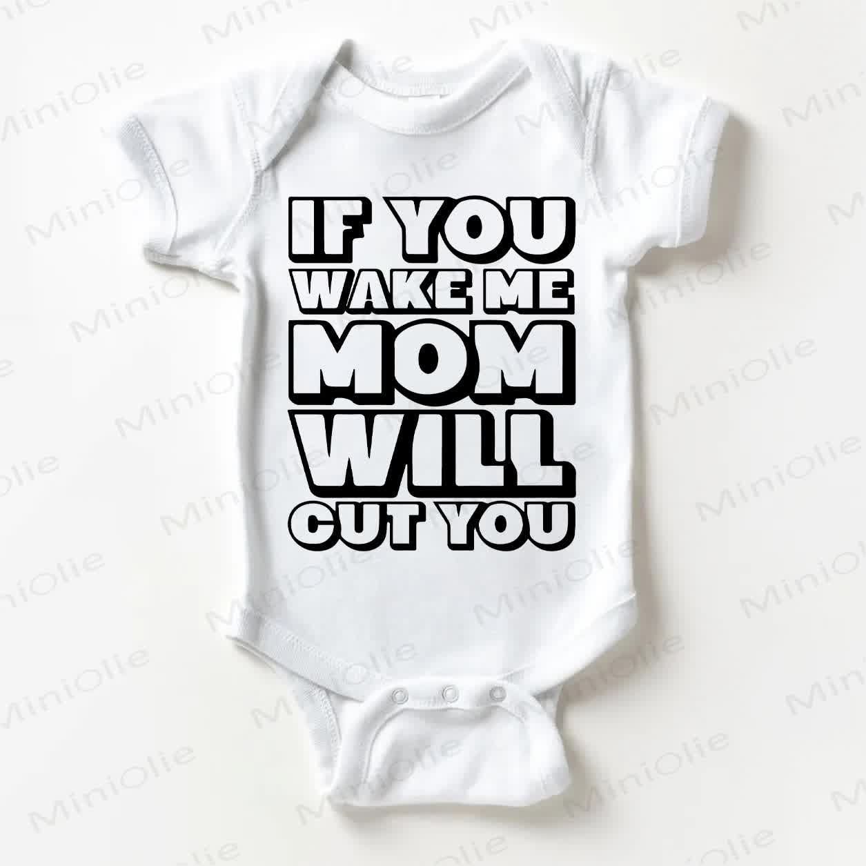 IF YOU WAKE ME MOM WILL CUT YOUベビーホワイトボディスーツ - 白 - 18～24ヶ月 - image 1