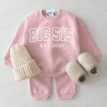 BIG BRO/BIG SIS EST.2026ベビー スウェットシャツ 2点セット グレーグリーン - ピンク - 2～3歳 - image 2