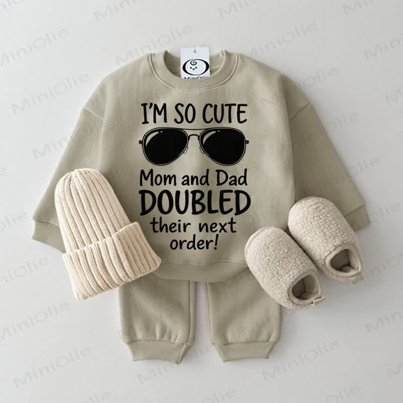 I'M SO CUTE MOM AND DAD DOUBLED THEIR NEXT ORDER!ベビー2点セット（グレーグリーン） - グレーグリーン - 2～3歳 - image 1