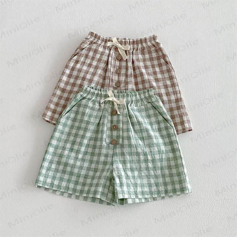 ベビー幼児用チェック柄ドローストリングショーツ - image 2