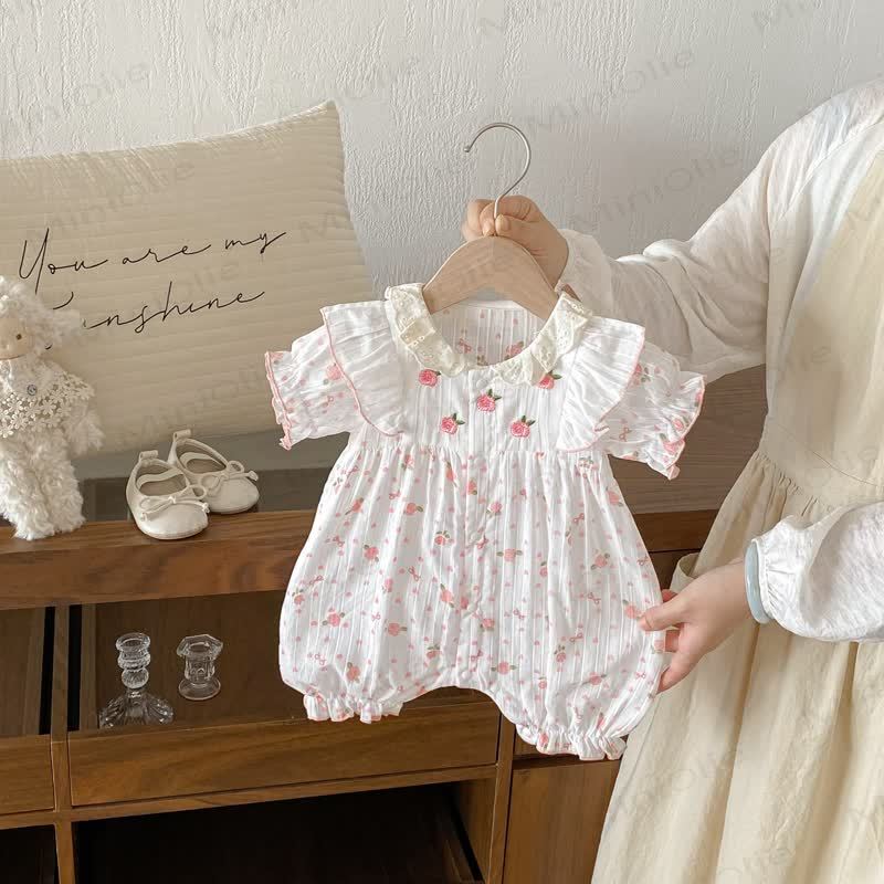 ベビーフローラルフリルロンパース - 半袖 - 18～24ヶ月 - image 9