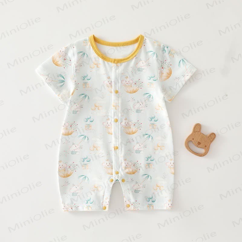 ベビーアニマル半袖ロンパース - 黄色 - 18～24ヶ月 - image 4