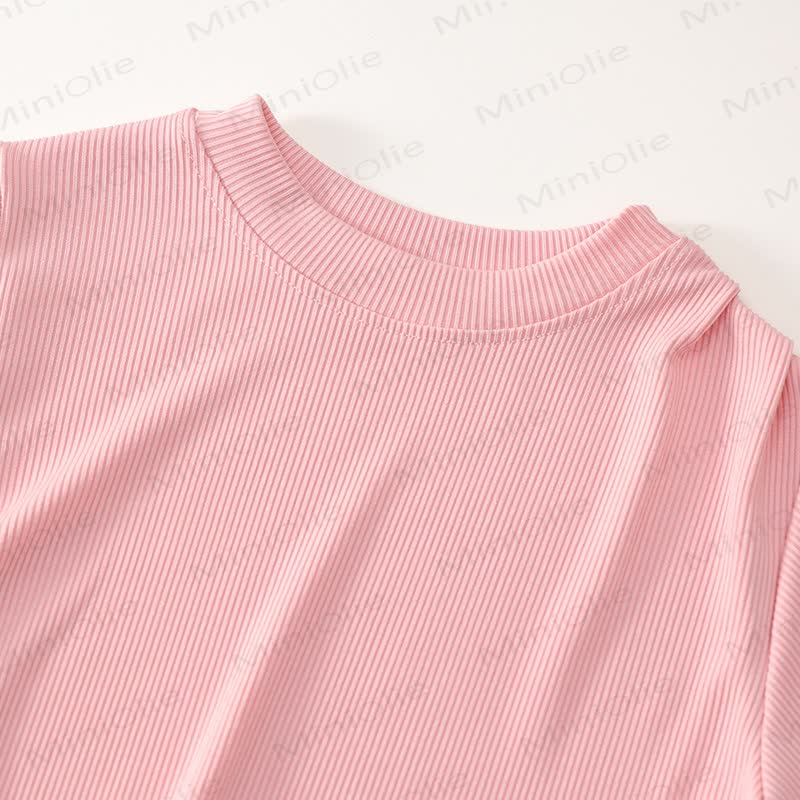 幼児用ニット半袖トップスとフレアパンツの2ピースセット - image 5