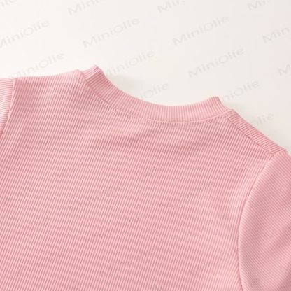 幼児用ニット半袖トップスとフレアパンツの2ピースセット - image 4