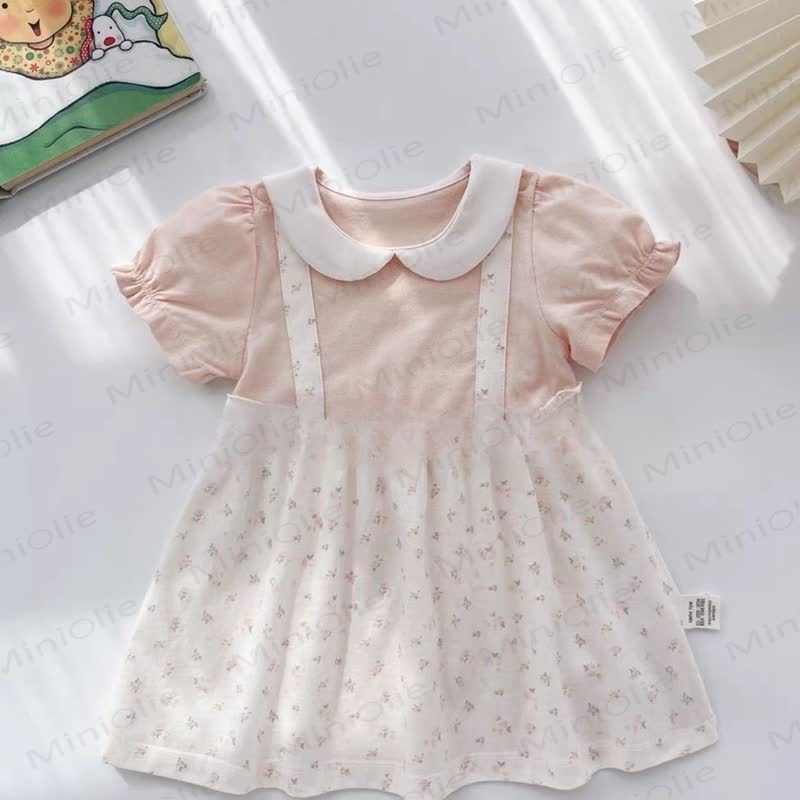 ピーターパンカラーのビー柄Dress（女の子） - ピンクの花柄 - 3～5歳 - image 5