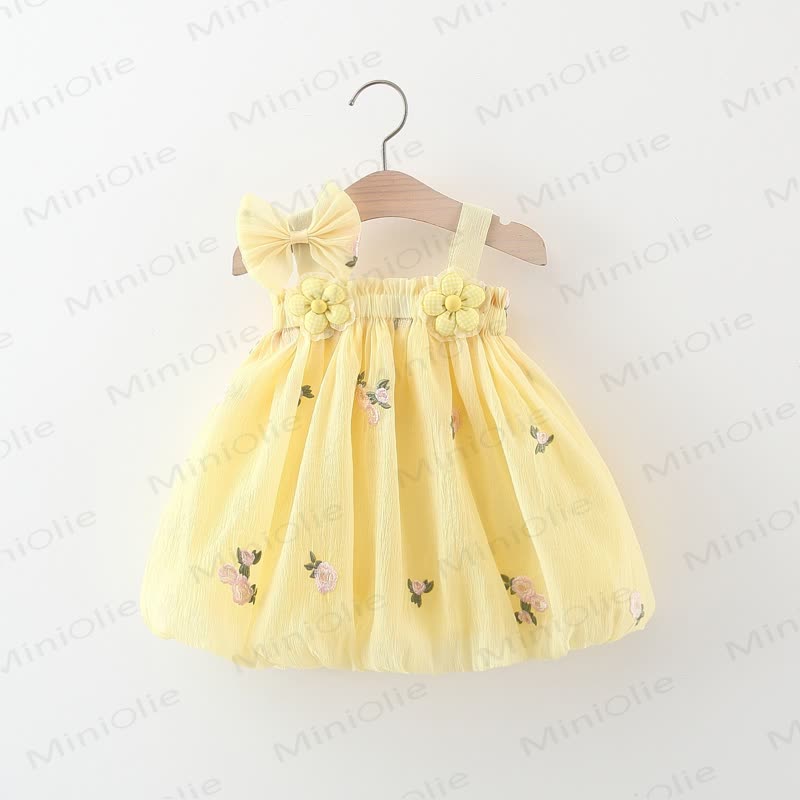 ベビー幼児女の子用リボンフラワーDress - 黄色 - 3～5歳 - image 1