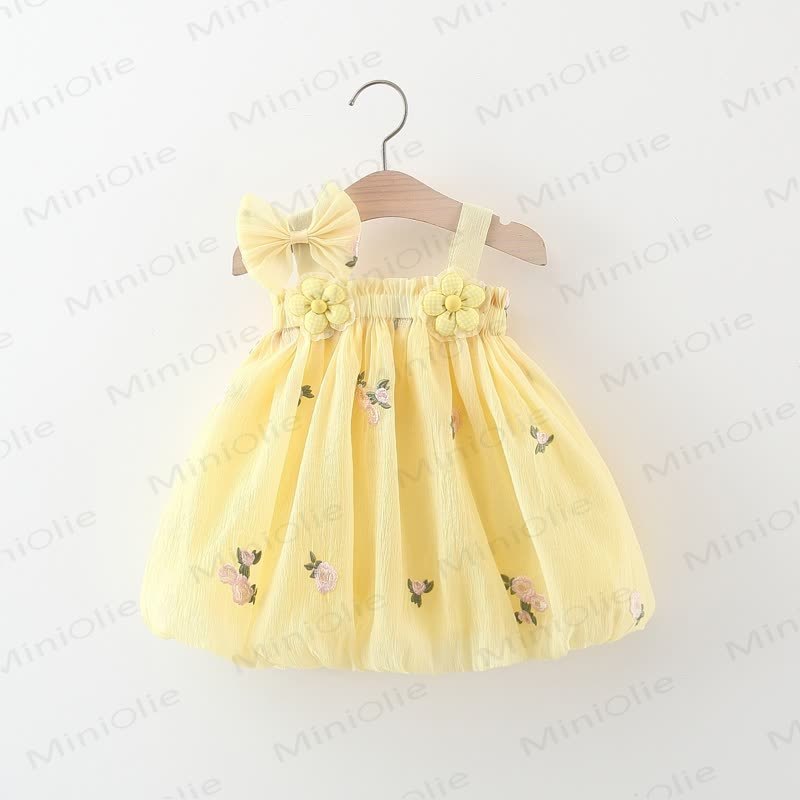 ベビー幼児女の子用リボンフラワーDress - 黄色 - 3～5歳 - image 1