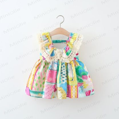 幼児用カラフルフラワーレースDress - カラフル - 5～7歳 - image 1
