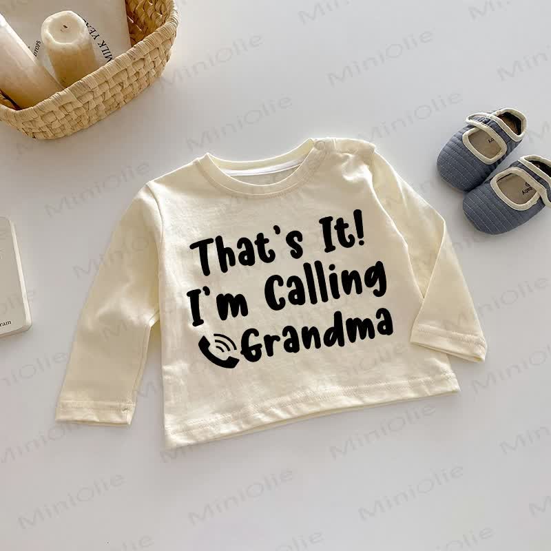 THAT'S IT! I'M CALLING GRANDMAベビーロングスリーブTシャツ - ベージュ - 2～3歳 - image 1