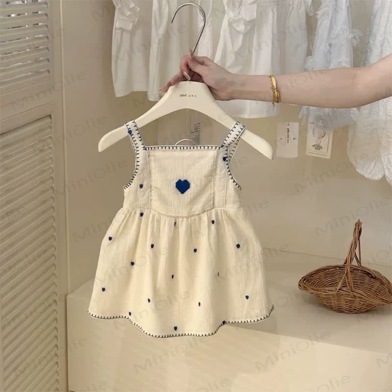 ベビー幼児用ハートベージュストラップDress  - ベージュ - 5～7歳 - image 1