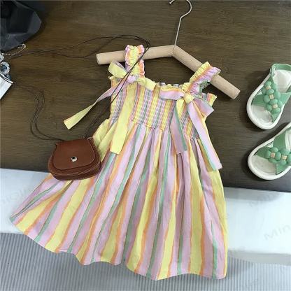 幼児用女の子用ストライプストラップDress - カラフル - 10歳 - image 1