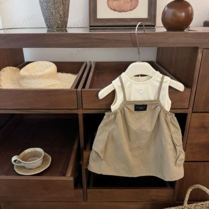 幼児用女の子用フリルタンクトップとDressセット - カーキセット - 10歳 - image 4