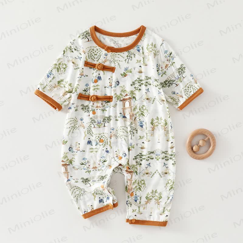 ベビーツリーノットボタンロンパー - 緑 - 9～12ヶ月 - image 1