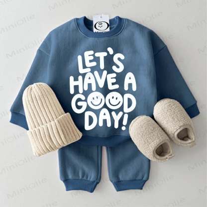 LET'S HAVE A GOOD DAY!ベビー用スウェットシャツ2点セット - 青 - 2～3歳 - image 2