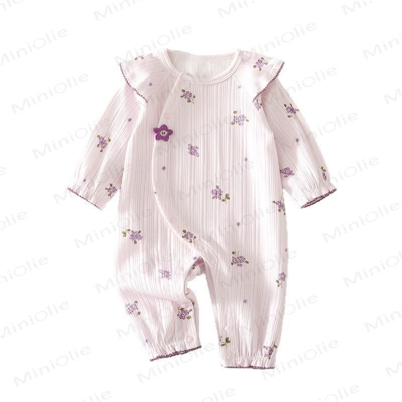 ベビーガールズフローラルフラッタースリーブロンパース - image 2