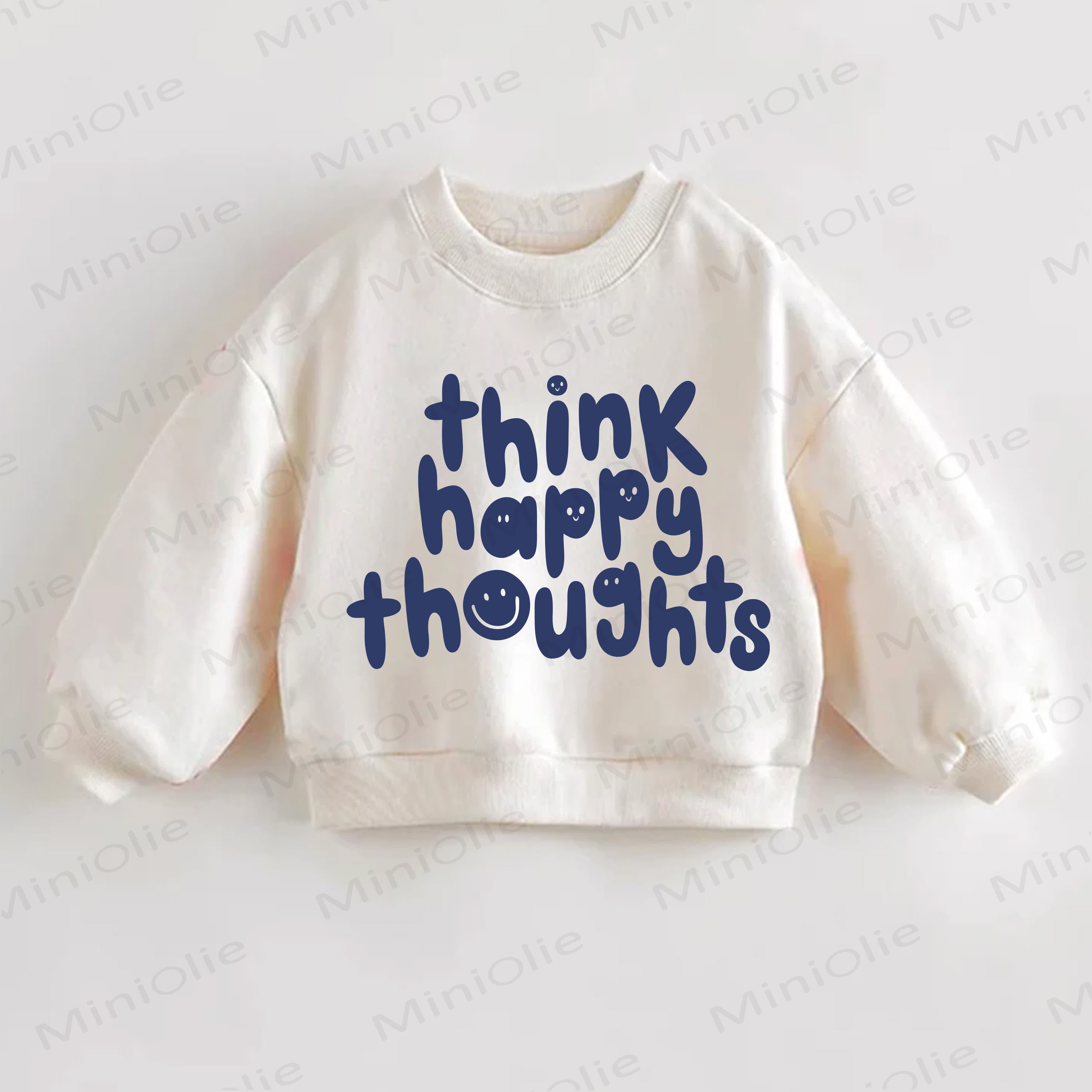 THINK HAPPY THOUGHTS幼児用スウェットシャツ - クリーム - 3～5歳 - image 1