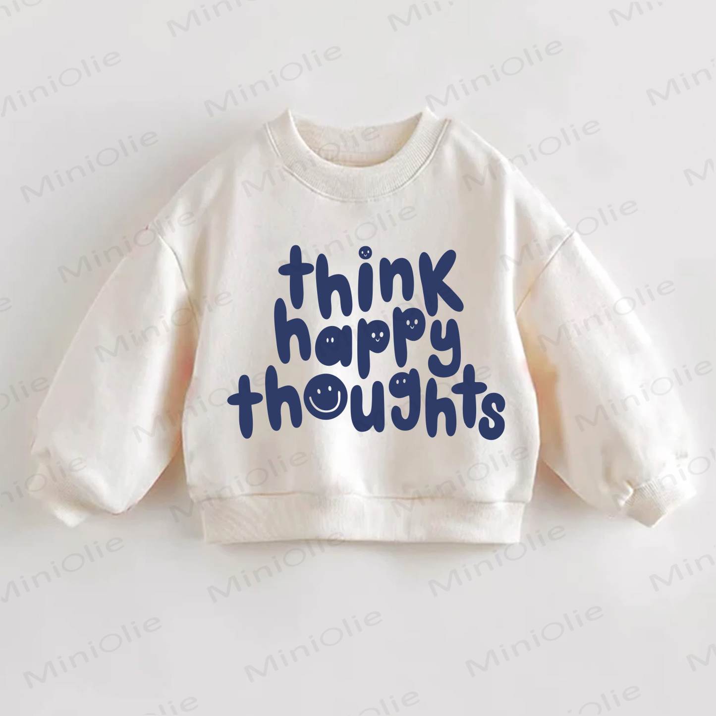 THINK HAPPY THOUGHTS幼児用スウェットシャツ - クリーム - 3～5歳 - image 1