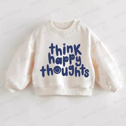 THINK HAPPY THOUGHTS幼児用スウェットシャツ - クリーム - 3～5歳 - image 1