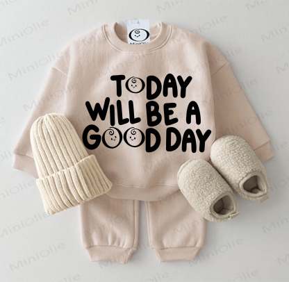 TODAY WILL BE A GOOD DAYう ベビー用スウェットシャツ 2点セット - ベージュ - 2～3歳 - image 2