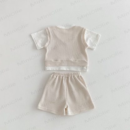 ベビー幼児用フェイクTシャツとショーツ2枚セット（ワッフル） - image 6