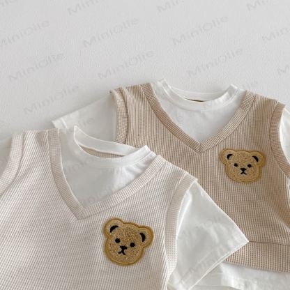 ベビー幼児用フェイクTシャツとショーツ2枚セット（ワッフル） - image 7