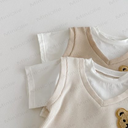 ベビー幼児用フェイクTシャツとショーツ2枚セット（ワッフル） - image 9