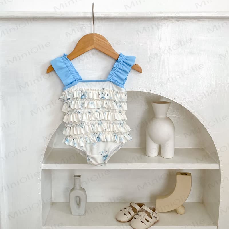 幼児用女の子用フローラル柄ブルーワンピース水着 - image 5