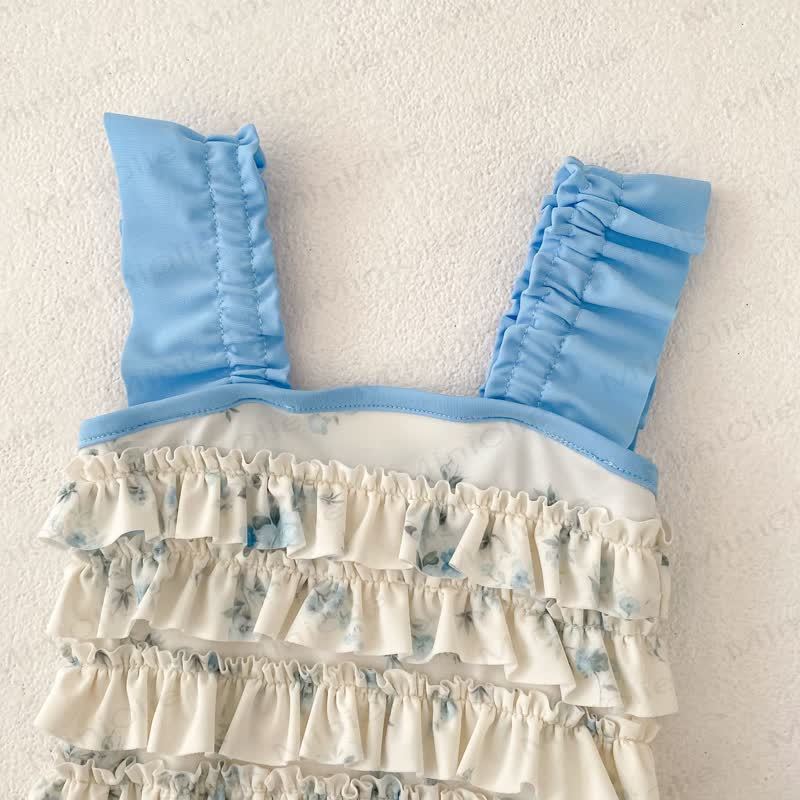 幼児用女の子用フローラル柄ブルーワンピース水着 - image 6