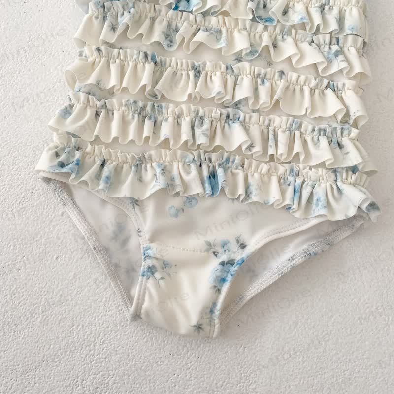 幼児用女の子用フローラル柄ブルーワンピース水着 - image 8