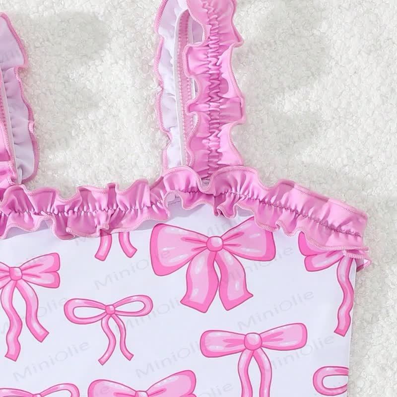 幼児用女の子用リボン付き水着2点セット - image 3