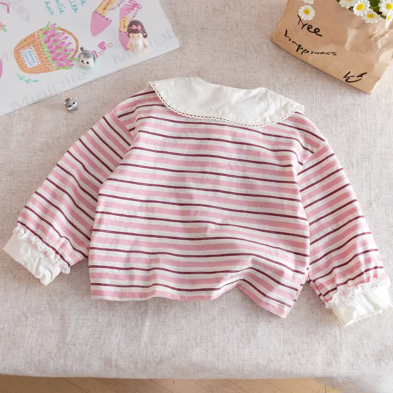 ベビー幼児女の子用ピンクストライプTシャツ - image 2