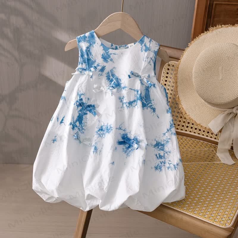 幼児用蝶ネクタイダイ柄ノースリーブDress - 青 - 4～5歳 - image 1