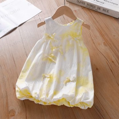 幼児用蝶ネクタイダイ柄ノースリーブDress - 黄色 - 4～5歳 - image 6