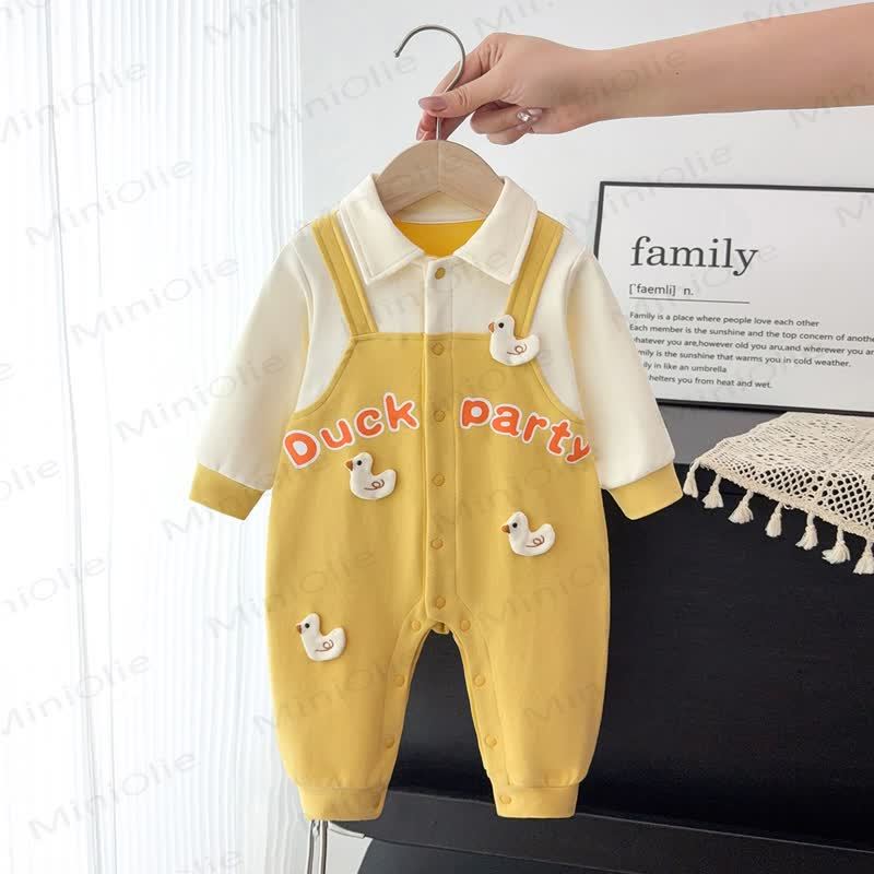 DUCK PARTYベビーフェイクロンパース 2枚セット - 黄色 - 18～24ヶ月 - image 1