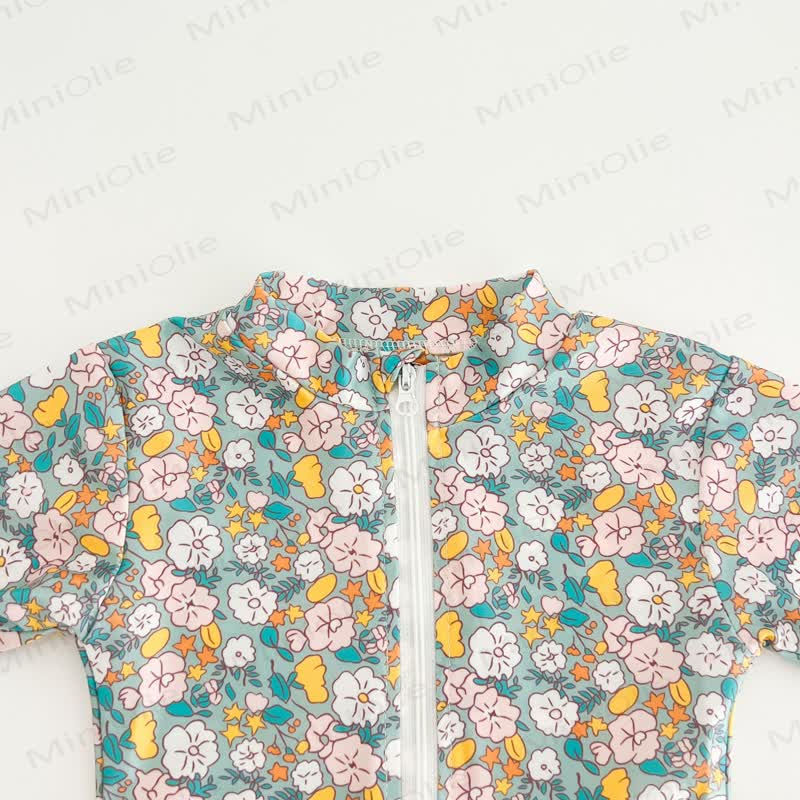 幼児用女の子用イチゴ/花柄ジップアップ水着（帽子付き） - image 10