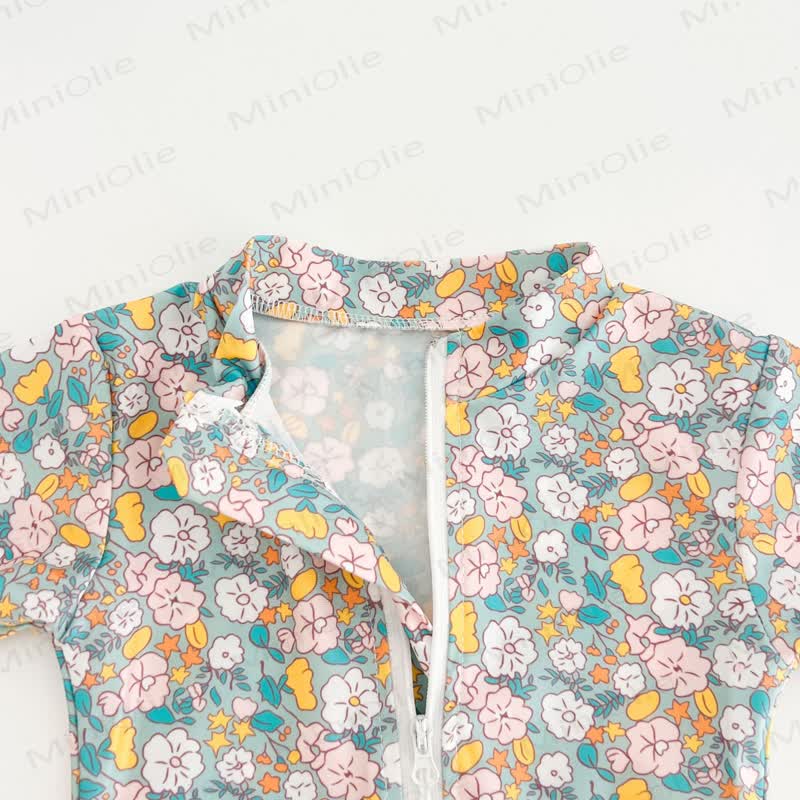 幼児用女の子用イチゴ/花柄ジップアップ水着（帽子付き） - image 12