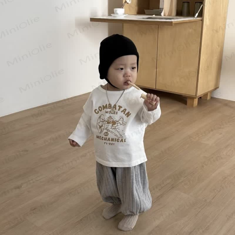 ベビー無地リブ編みルーズパンツ - image 2