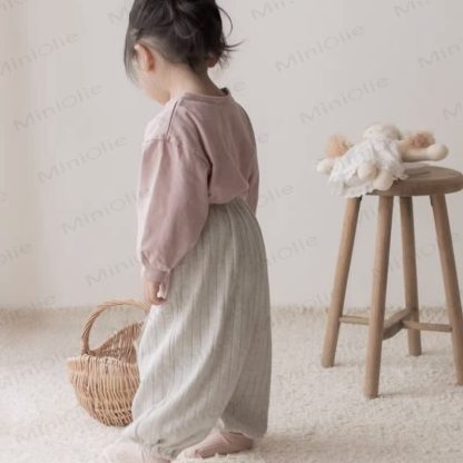 ベビー無地リブ編みルーズパンツ - image 5