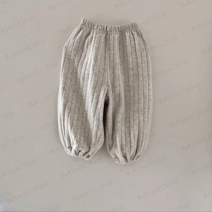 ベビー無地リブ編みルーズパンツ - ライトグレー - 2～3歳 - image 3