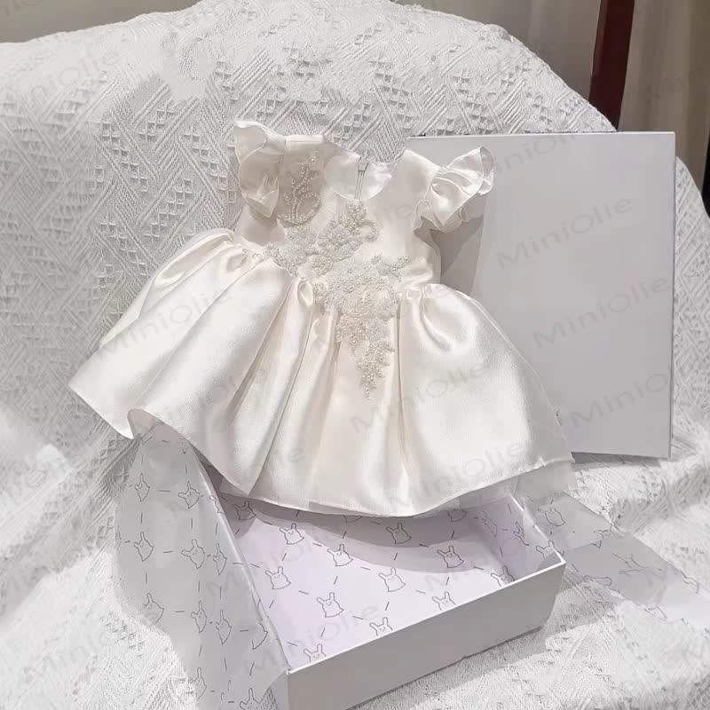 幼児の女の子の誕生日用白いDress - image 3