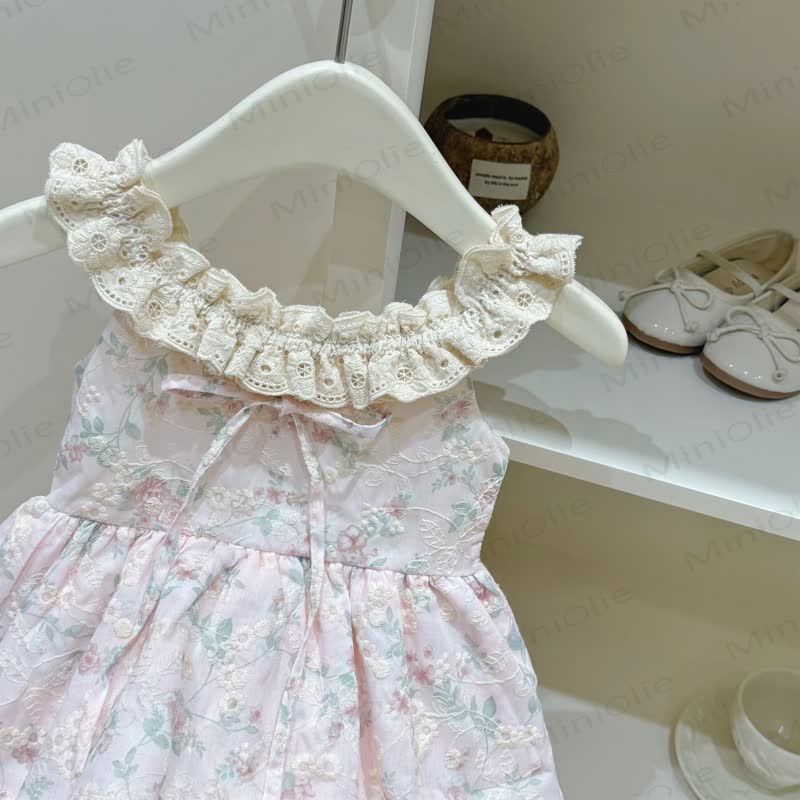 帽子付き幼児女の子用ピンクの花柄Dress - image 2