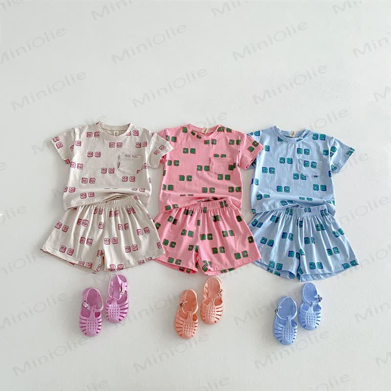 幼児用アルファベットTシャツとショーツセット - image 1