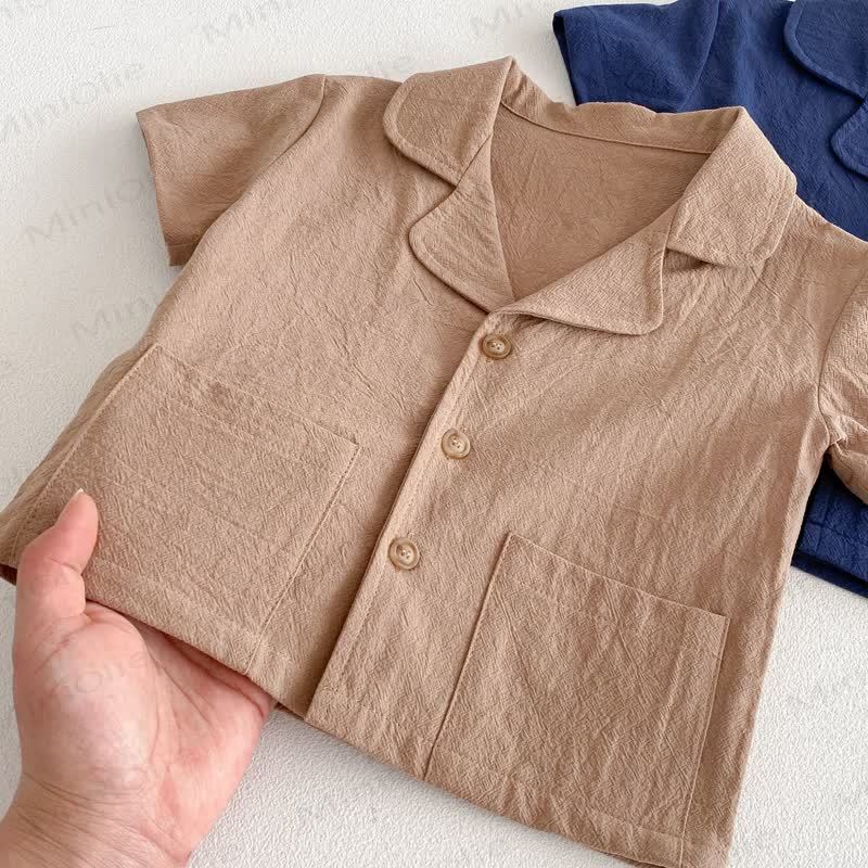 幼児用無地ポケットTシャツとショーツセット - image 4