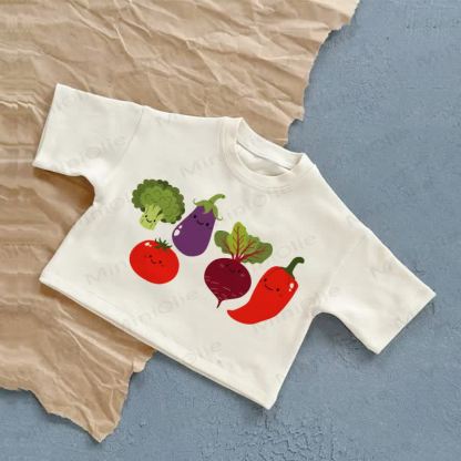 ベビー用フルーツ＆野菜柄サマーカジュアルTシャツ - 白 - 2～3歳 - image 1