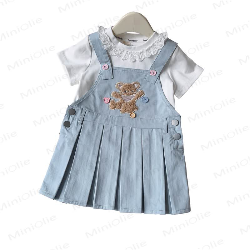 幼児用ホワイトTシャツとベアストラップDress - image 17