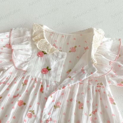 ベビーフラワーフリルスリーブロンパース - image 5