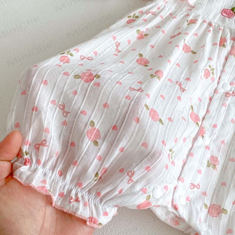 ベビーフラワーフリルスリーブロンパース - image 6