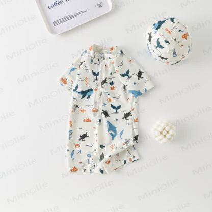 幼児男の子用クジラ亀水着（帽子付き） - image 2