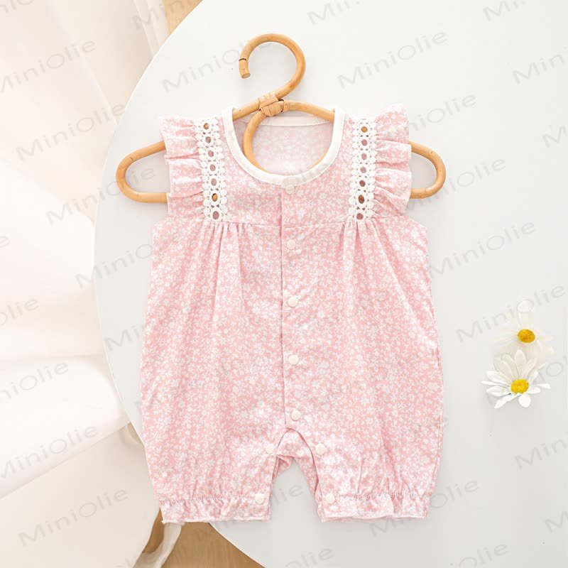 ベビー用花柄フリル袖ロンパース - ピンク - 18～24ヶ月 - image 2